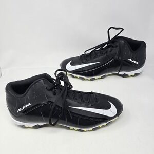 Nike Alpha Shark 2 Mid Football Cleats Mens Size 12 Black/ White Swoosh.